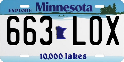 MN license plate 663LOX