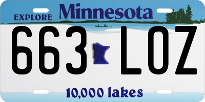 MN license plate 663LOZ