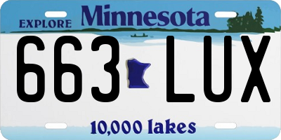 MN license plate 663LUX