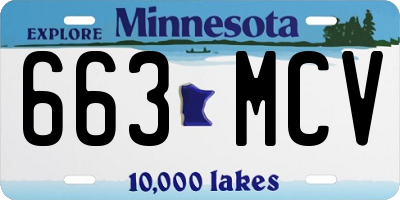 MN license plate 663MCV
