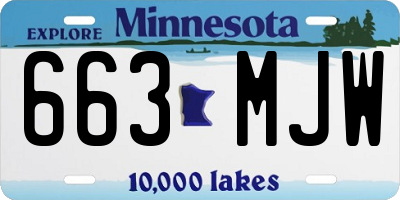 MN license plate 663MJW