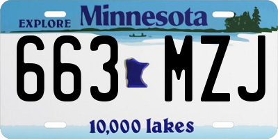 MN license plate 663MZJ