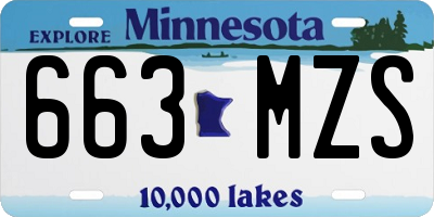 MN license plate 663MZS