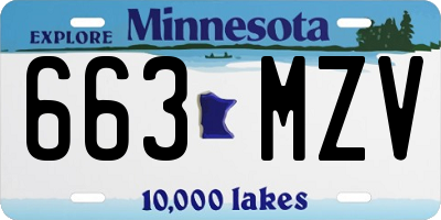 MN license plate 663MZV