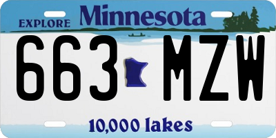 MN license plate 663MZW