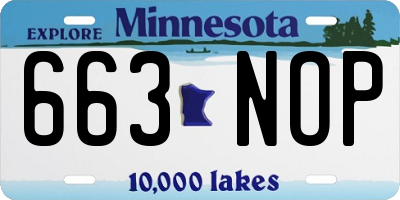 MN license plate 663NOP