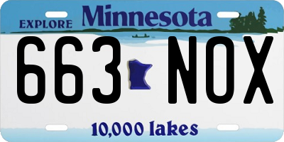 MN license plate 663NOX