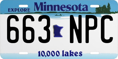 MN license plate 663NPC