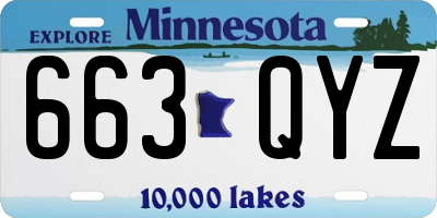MN license plate 663QYZ