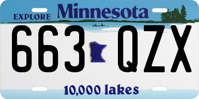 MN license plate 663QZX