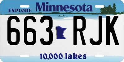 MN license plate 663RJK