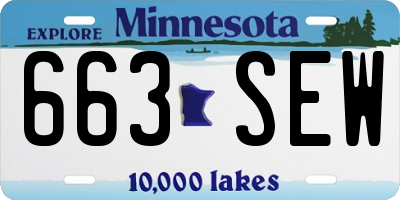 MN license plate 663SEW