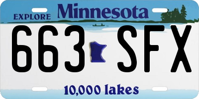 MN license plate 663SFX