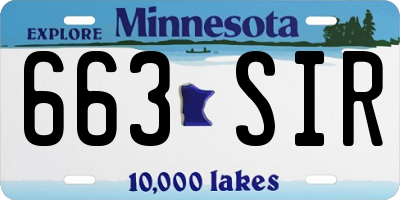 MN license plate 663SIR