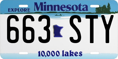 MN license plate 663STY