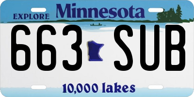 MN license plate 663SUB