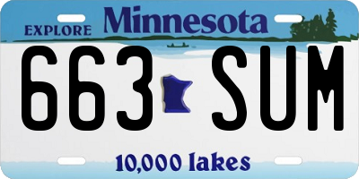 MN license plate 663SUM