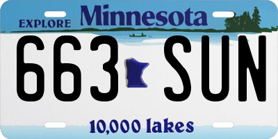 MN license plate 663SUN