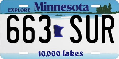 MN license plate 663SUR
