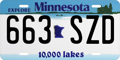 MN license plate 663SZD