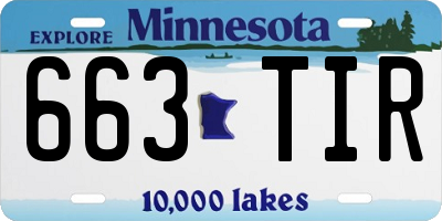 MN license plate 663TIR