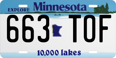 MN license plate 663TOF