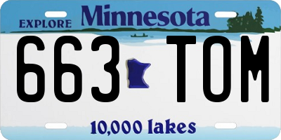 MN license plate 663TOM