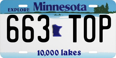 MN license plate 663TOP