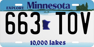 MN license plate 663TOV