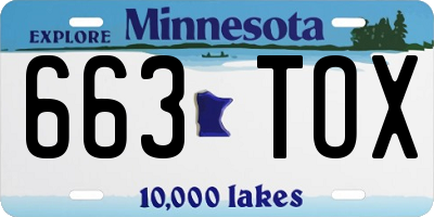 MN license plate 663TOX