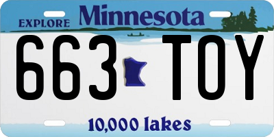 MN license plate 663TOY