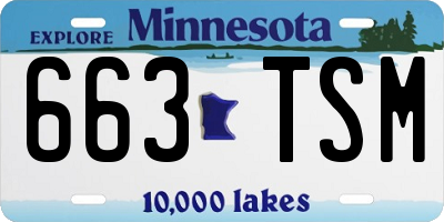 MN license plate 663TSM