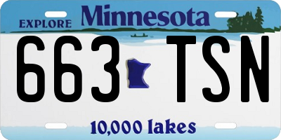 MN license plate 663TSN