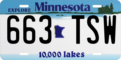 MN license plate 663TSW
