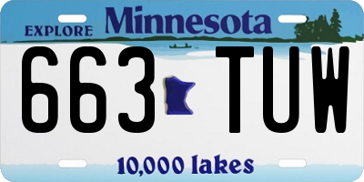 MN license plate 663TUW