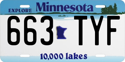 MN license plate 663TYF