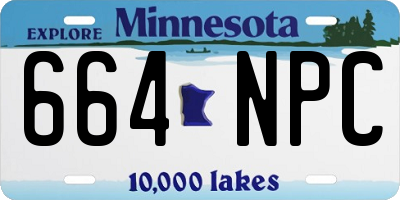 MN license plate 664NPC