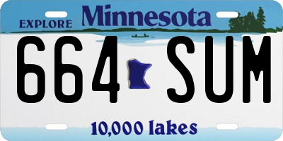 MN license plate 664SUM