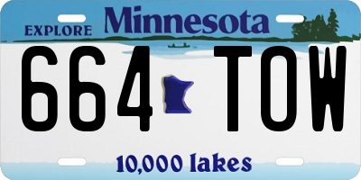 MN license plate 664TOW