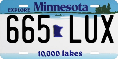 MN license plate 665LUX