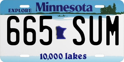 MN license plate 665SUM