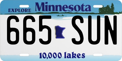 MN license plate 665SUN