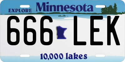 MN license plate 666LEK