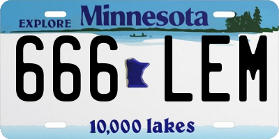 MN license plate 666LEM