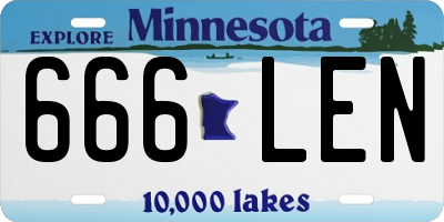 MN license plate 666LEN