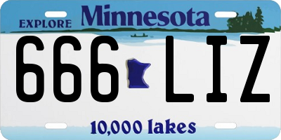 MN license plate 666LIZ