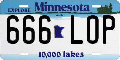 MN license plate 666LOP