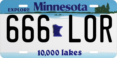 MN license plate 666LOR