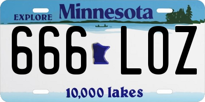 MN license plate 666LOZ