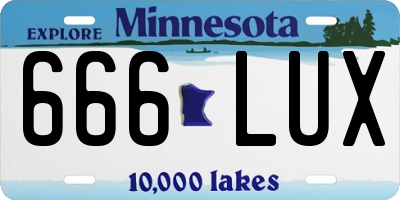 MN license plate 666LUX